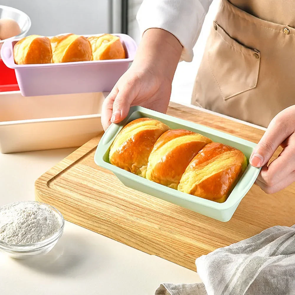 2pcs Bread Toast Silicone Mold Rectangular Cake Pan Candy Toast Mould Baking Tools Cheese Cake Mold Bake Mold Bread Baking Tray