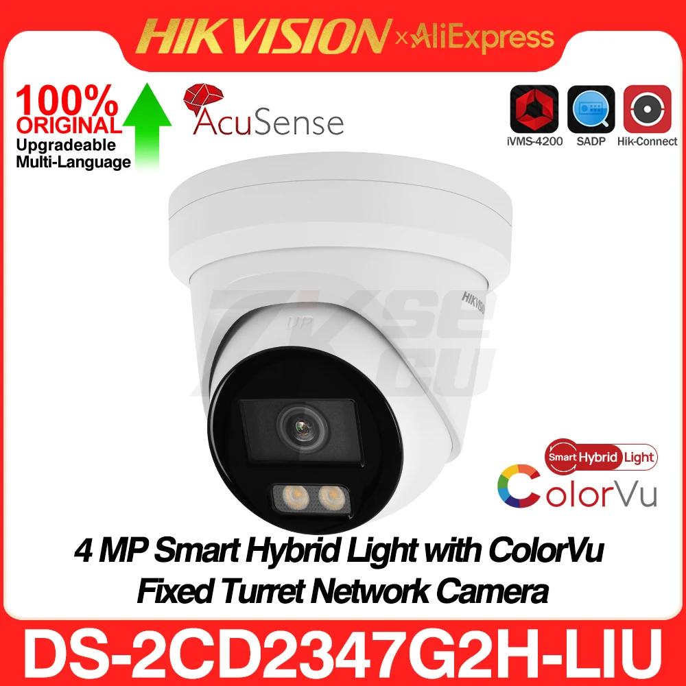 Hikvision DS-2CD2347G2H-LIU 4MP Smart Hybrid Light ColorVu IP Camera Acusense Built-in MIC SD Slot IP67 POE CCTV Surveillance