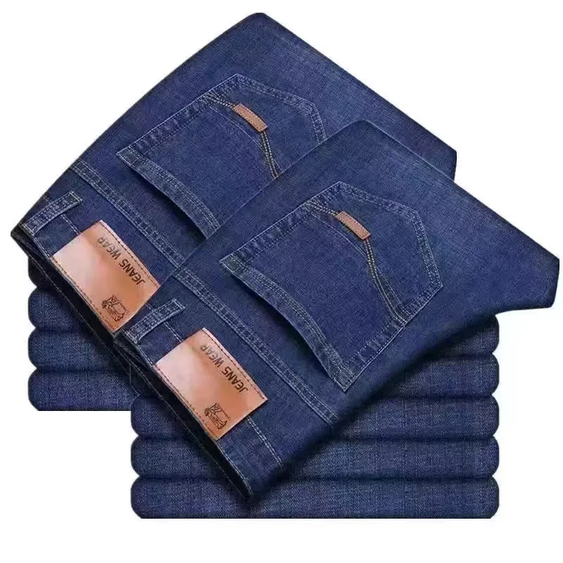 سراويل جينز مستقيمة ناعمة للرجال لخريف 2025 جينز كلاسيكي للأعمال باللون الأسود لراكبي الدراجات النارية ملابس رجالية Pantalone Hombre Mannen Homme #6