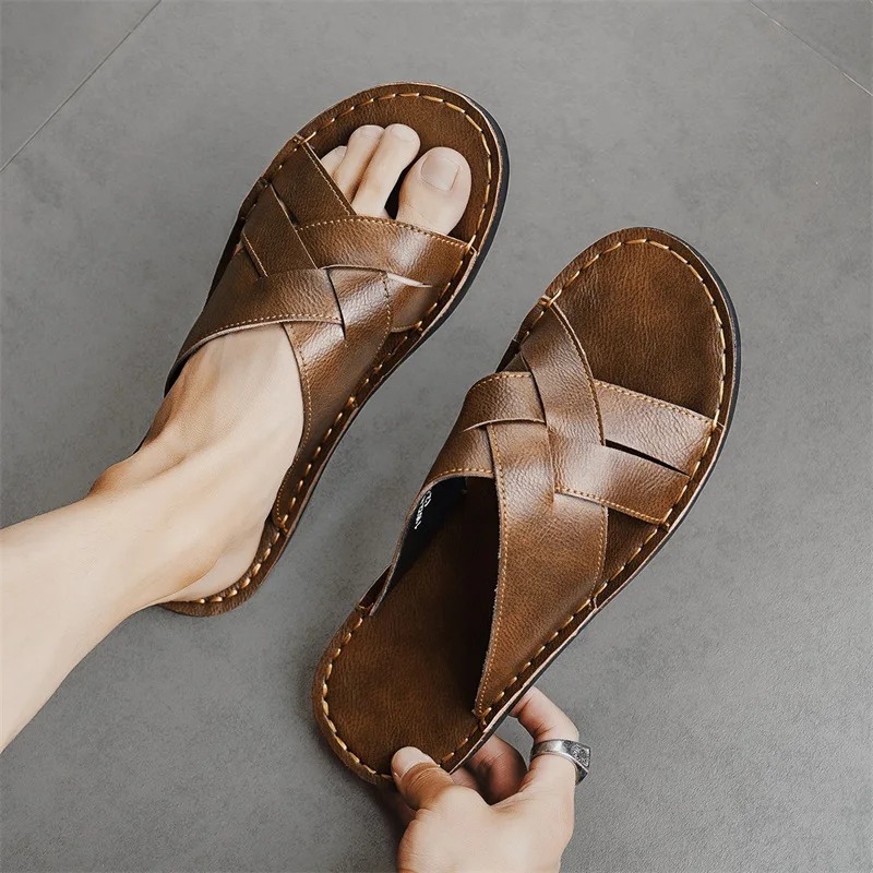 Summer Comfortable Men's Sandas Outdoor Slippers Beach Shoes Breathable Male Slides All-match Half Drag Lazy Flats New Sandaly - view 6