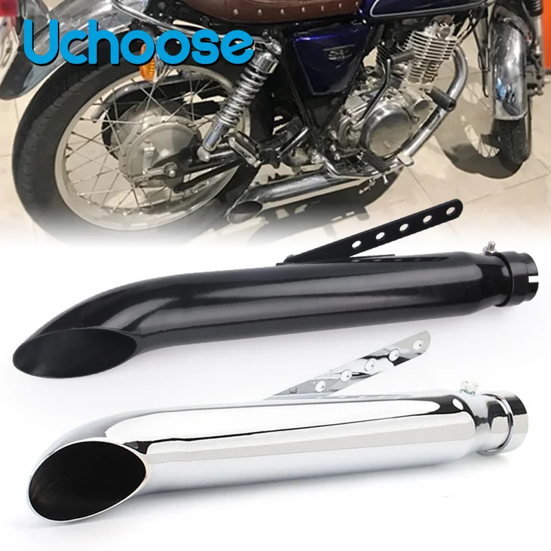 Universal Motorcycle Exhaust Muffler Pipe Tip Retro Vintage Rear Pipe Tube Exhause For ADNOH AHAMAY IKUZUS Black Free Shipping