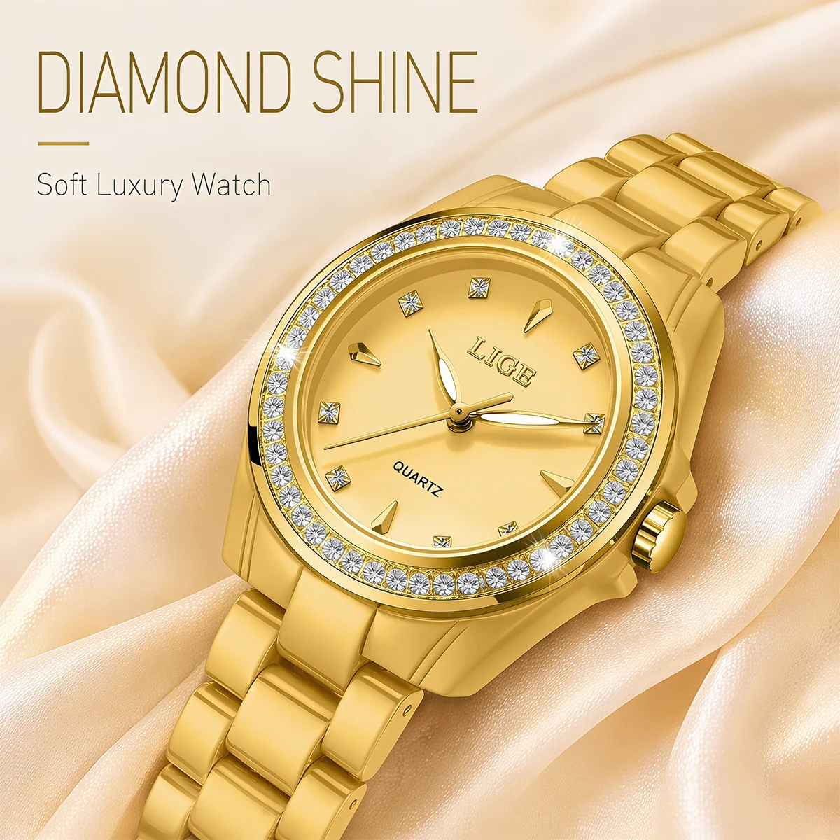 LIGE New Women's Watches Ceramic Elegant Quartz Watches Fashion Waterproof Luminous Clock Women's Wristwatch Montre Femme+BOX