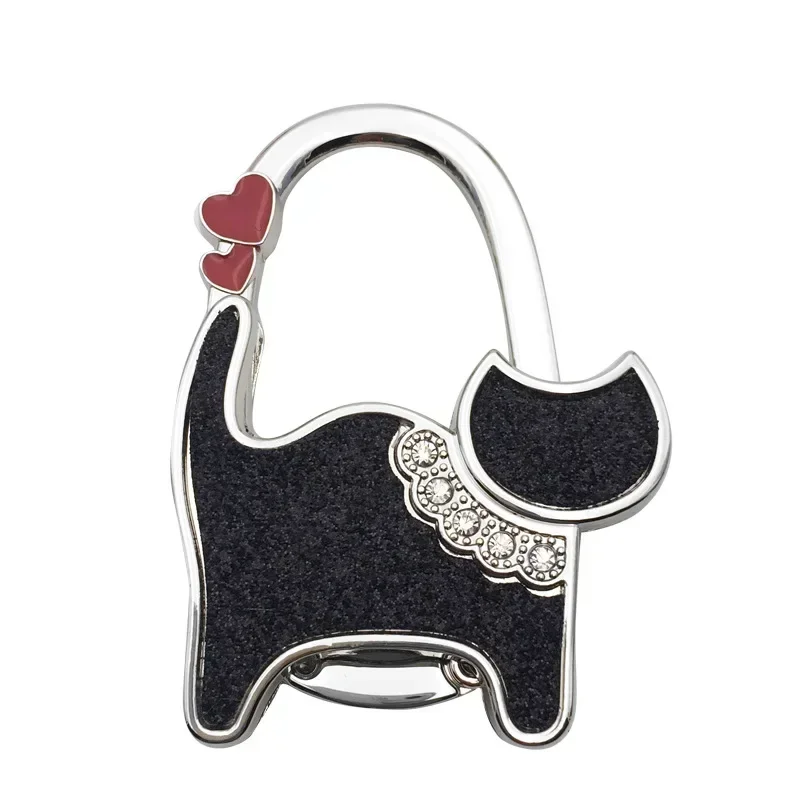 Women Handbag Decor Cat Shaped Shining Hooks Table Edge Hanger Metal Portable Safer Gift Purse Bag Holder Foldable Handbag Hook