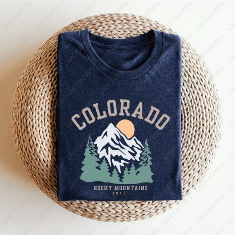 

Национальный парк Колорадо, горная одежда, кемпинг, любитель природы, мужские и женские футболки, высококачественная хлопковая классическая футболка в стиле ретро, универсальная футболка