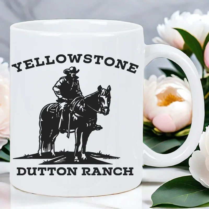 Yellowstone 11oz Ceramic Coffee Mug-Reusable Insulated Travel Mug Hand-Wash Only-Perfect for Coffee Lovers Men & Women white mug