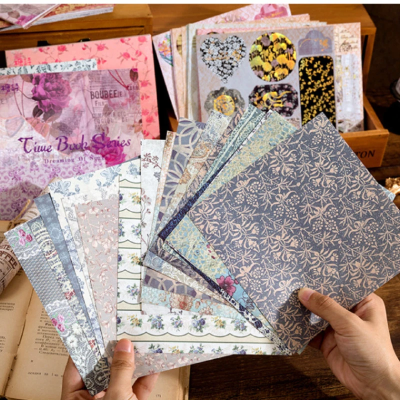 

20pcs Large size Vintage Floral background Material Papers DIY journal Decorative paper scrapbooking diary album Crafts Supplies