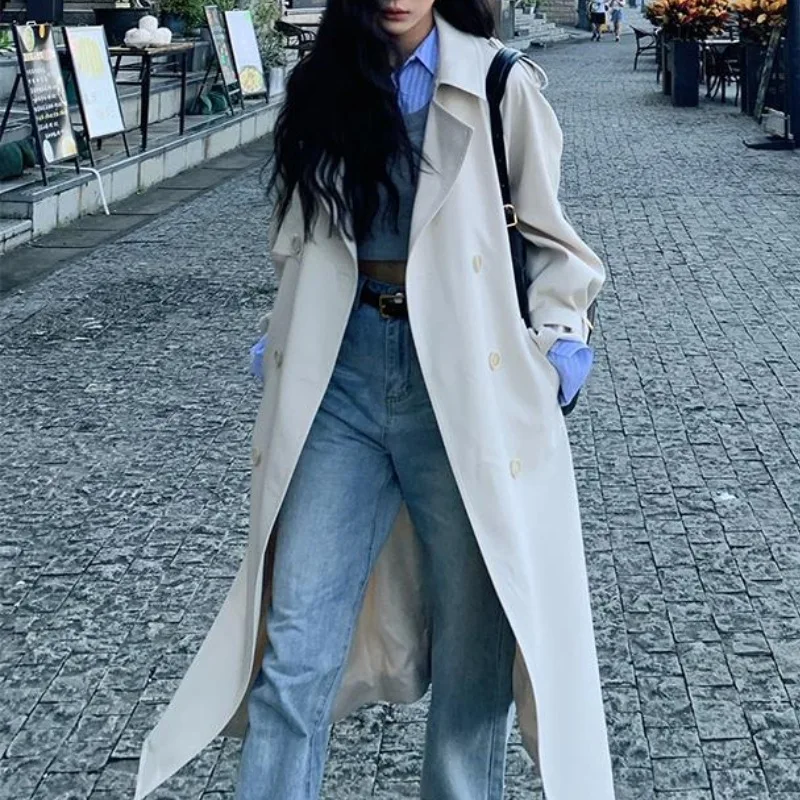 

Loose Women's Spring Autumn New Korean System Fashionable High-End Feelings Long Coat Versatile Mid-Length Jacket