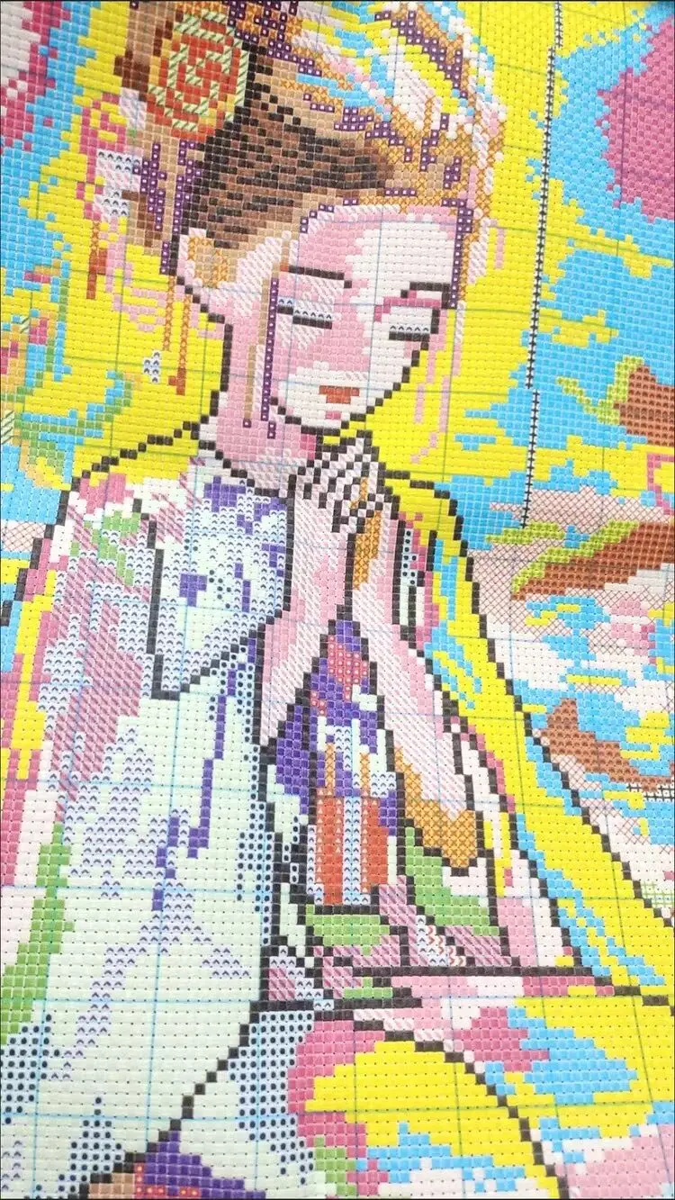 Prayer Girl Lotus Cartoon Embroidery DIY Chinese Style Printed Kits Cross Stitch Thread Needlework Sets Home Decor Crafts New