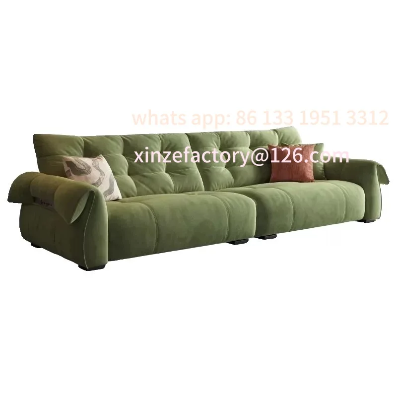 Customizable Cream Wind Swan Fabric Sofa Living Room Simple Small Apartment Cat Grab Cloth High Backrest Straight Row Sofa