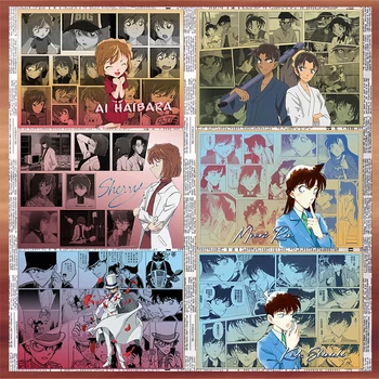 Affiche de toile de manga japonais classique, impression de manga, étui fermé, décoration murale rétro, art mural, poignées d'anime, ective Conan Rick