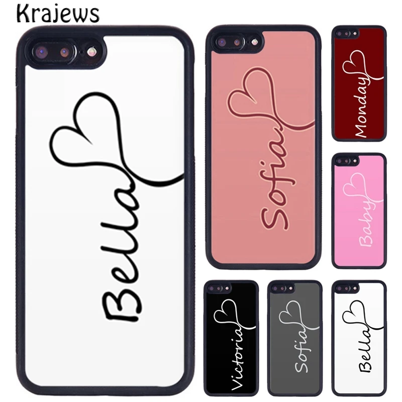 Krajews PERSONALISED CUSTOM INITIALS NAME Phone Case For iPhone 16 15 14 XR XS 11 12 mini 13 Pro MAX Plus cover coque