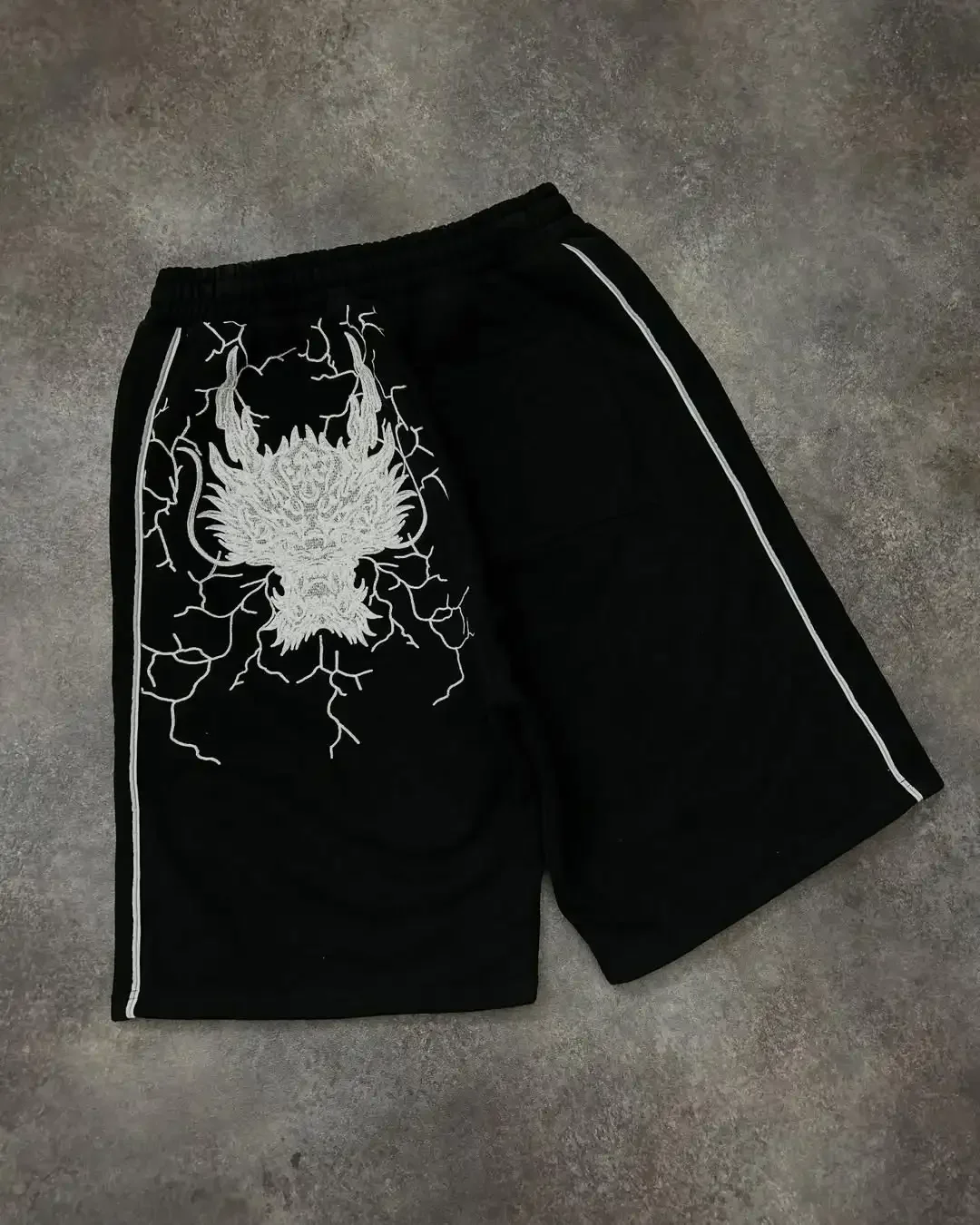Harajuku Street Cotton Shorts Summer New Dragon Pattern Casual Shorts Men Women Y2K High Street Hip Hop Oversize Sports Shorts