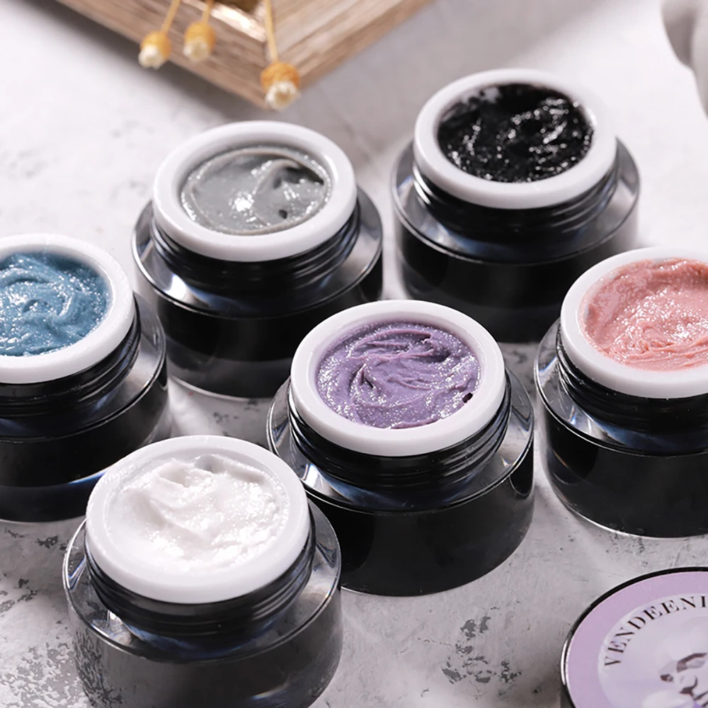 Vendeeni 6 Color Carving Plaster Gel Nail Polish Sculpture UV LED Soak Off Gel Varnish Engraving Gypsum Gel Lacquer For Nail Art