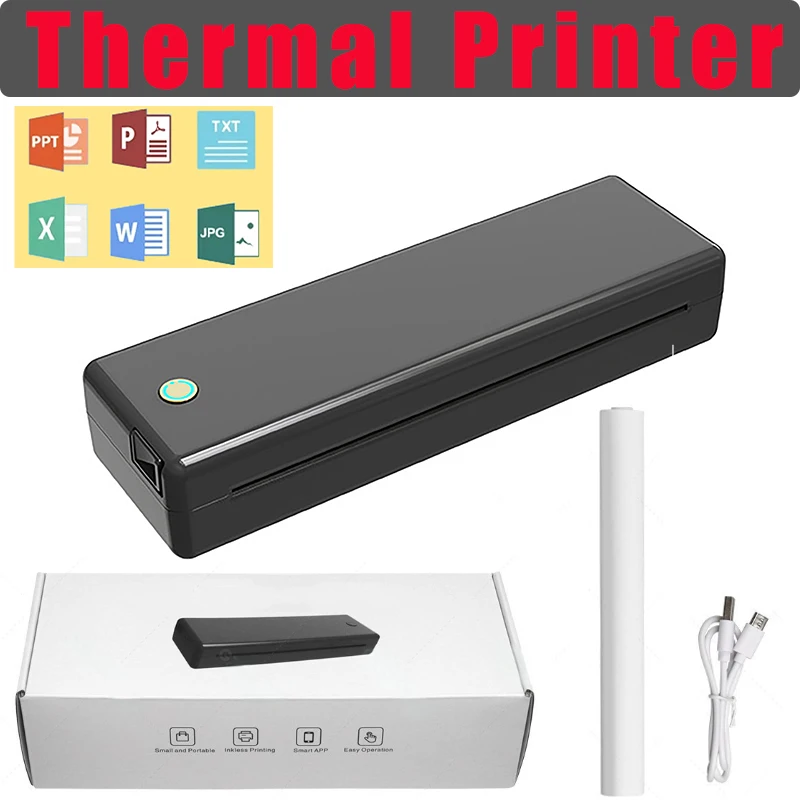 A4 Thermal Printer Bluetooth USB Charging for Contract PDF Document Photo Picture Study Office Wireless Mobile Printing Machine
