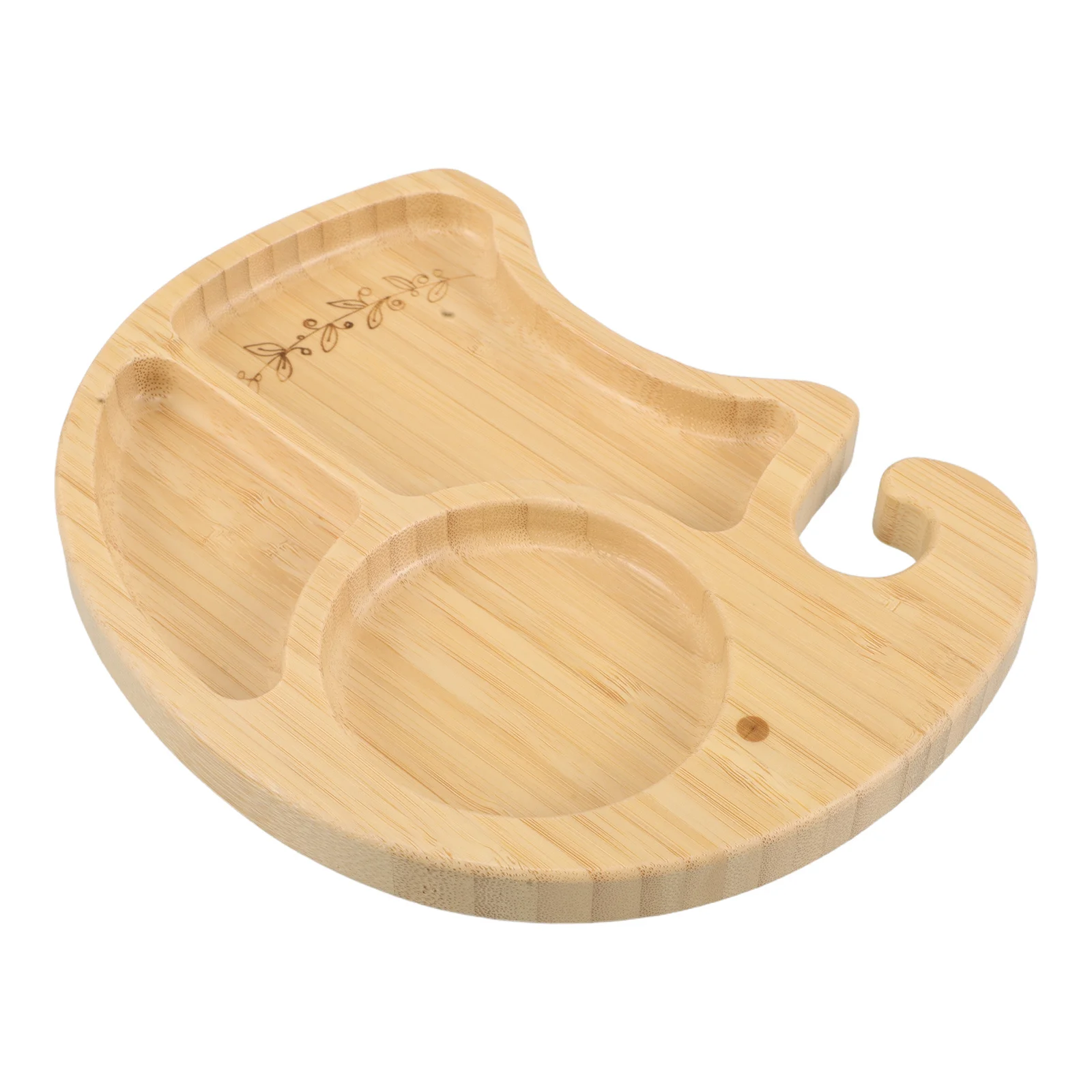 

Cartoon Baby Divided Plate Suction Base Non Slip Wooden Toddler Feeding Utensils Infant Snack Plate Kids Tableware Mealtime Use