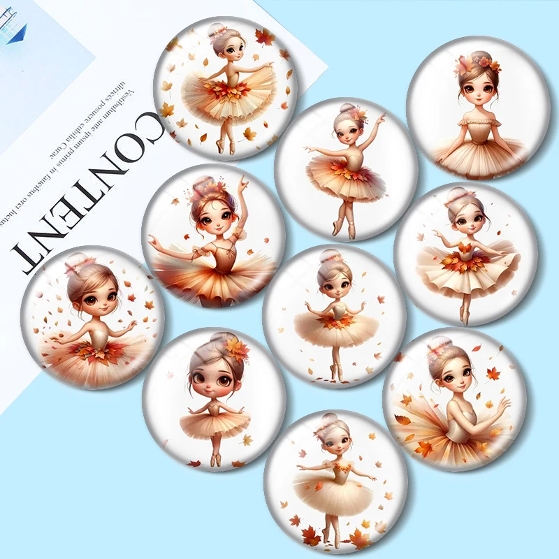

Autumn Ballerina Watercolo for making jewelry 10pcs12mm/14mm/16mm/18mm/25mm Cabochon Demo Flat Back Making findings