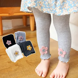 Spring Warm Baby Pants Newborn Girls Leggings Sunflower Lace Pants Kids Children Leggings 0-4 Years