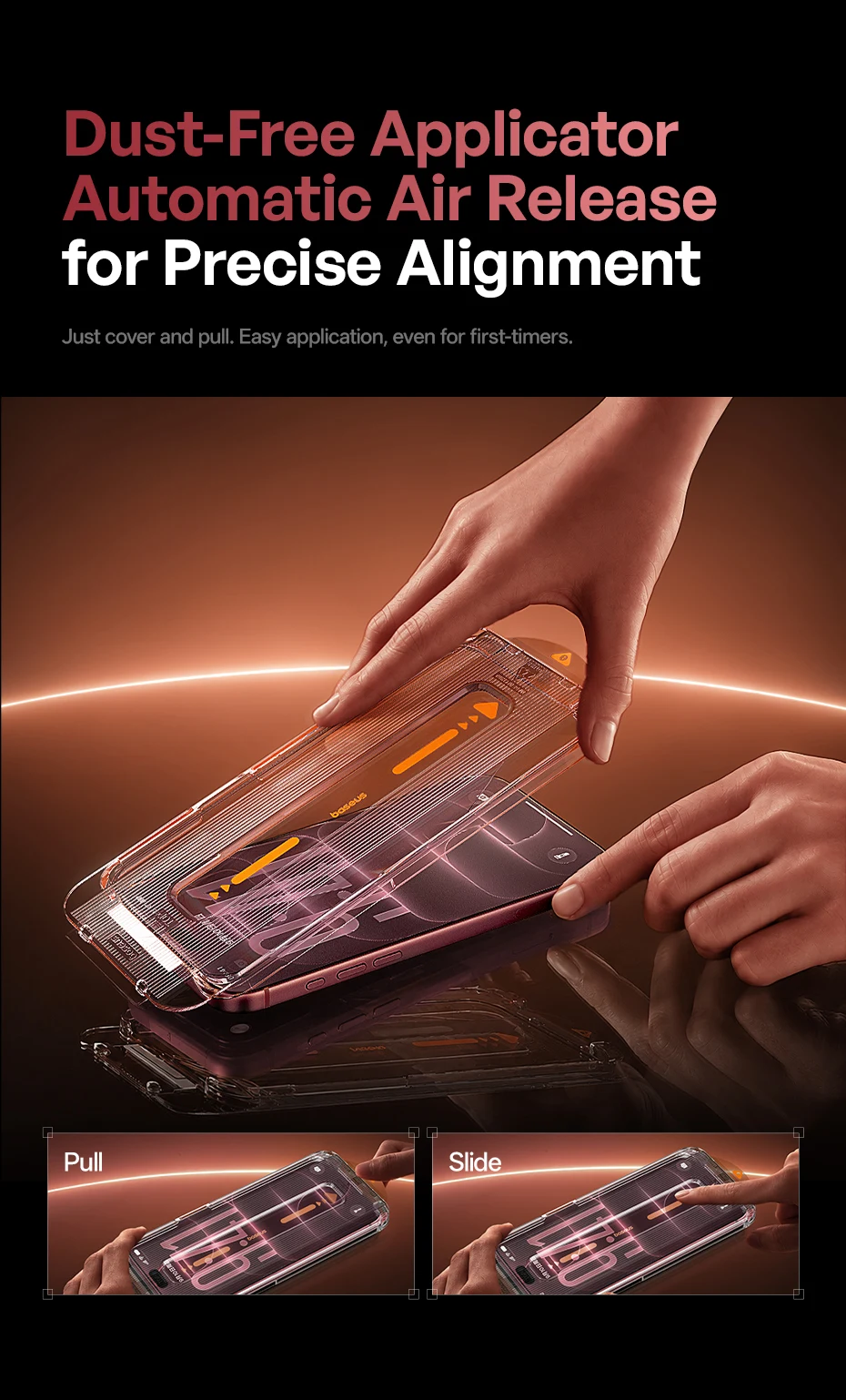 Baseus Corning Displayschutzfolie aus gehärtetem Glas für iPhone 18 17 Pro Max, Anti-Peeping, stoßfest, selbstklebend, Schutzfolie – Detail 12