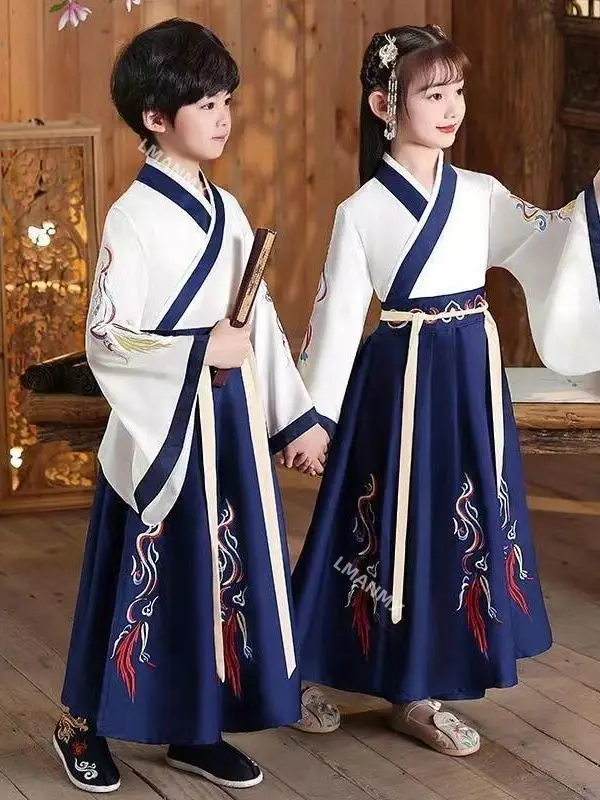 Hanfu Kinderjongens Traditionele Chinese Stijl Kostuum Oude Kleding Bookboy Prestatie Kleding Primaire