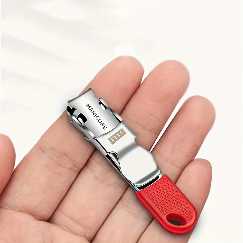 Stainless Steel Portable Folding Nail Clippers with Keychain - Convenient Pedicure Tool for On-the-Go Grooming image 2