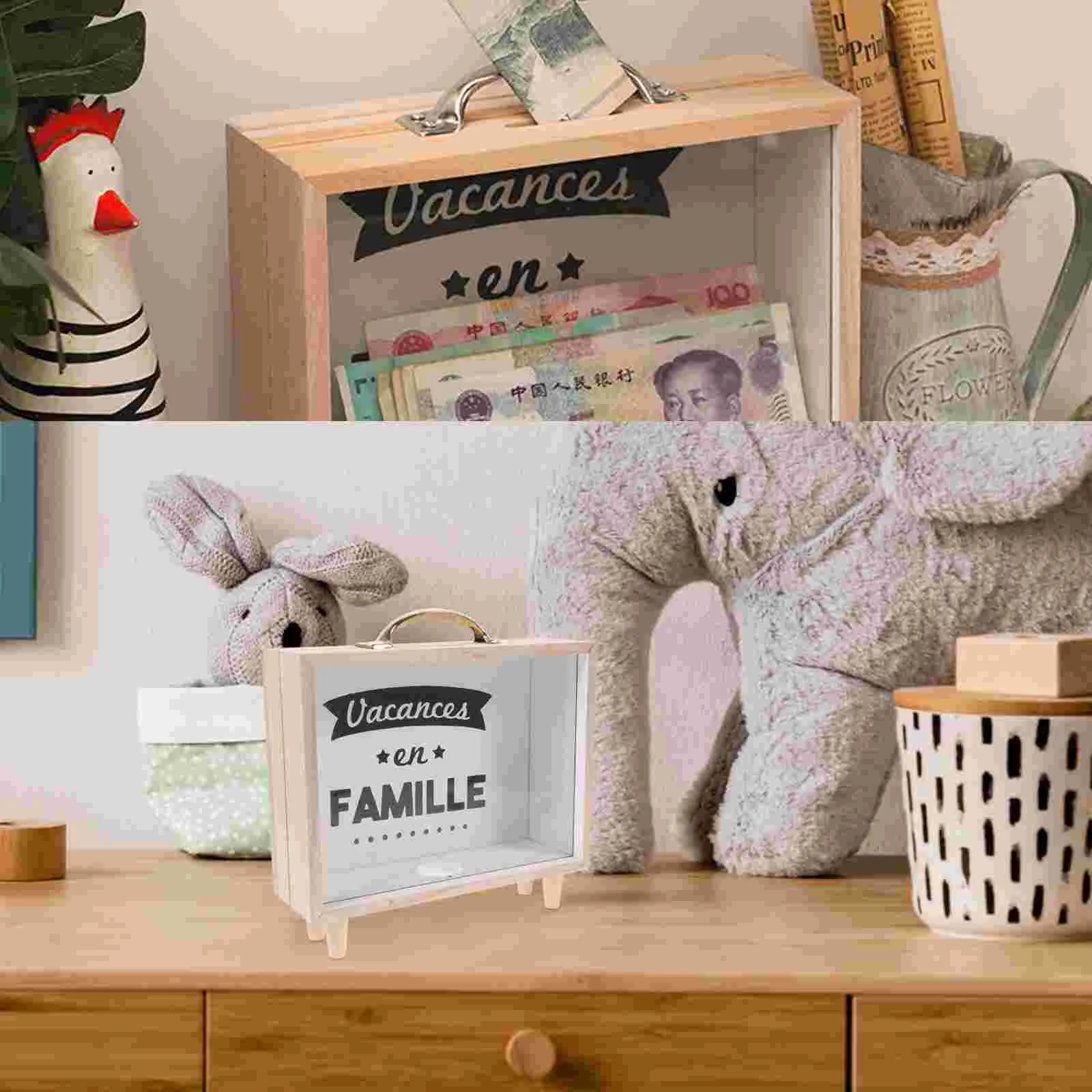 صندوق نقود خشبي للأطفال ، بنك أصبع للأولاد ، حامل نقود ، لعبة عد ، بنوك كبيرة ، ديكور منزلي ، هدية #5