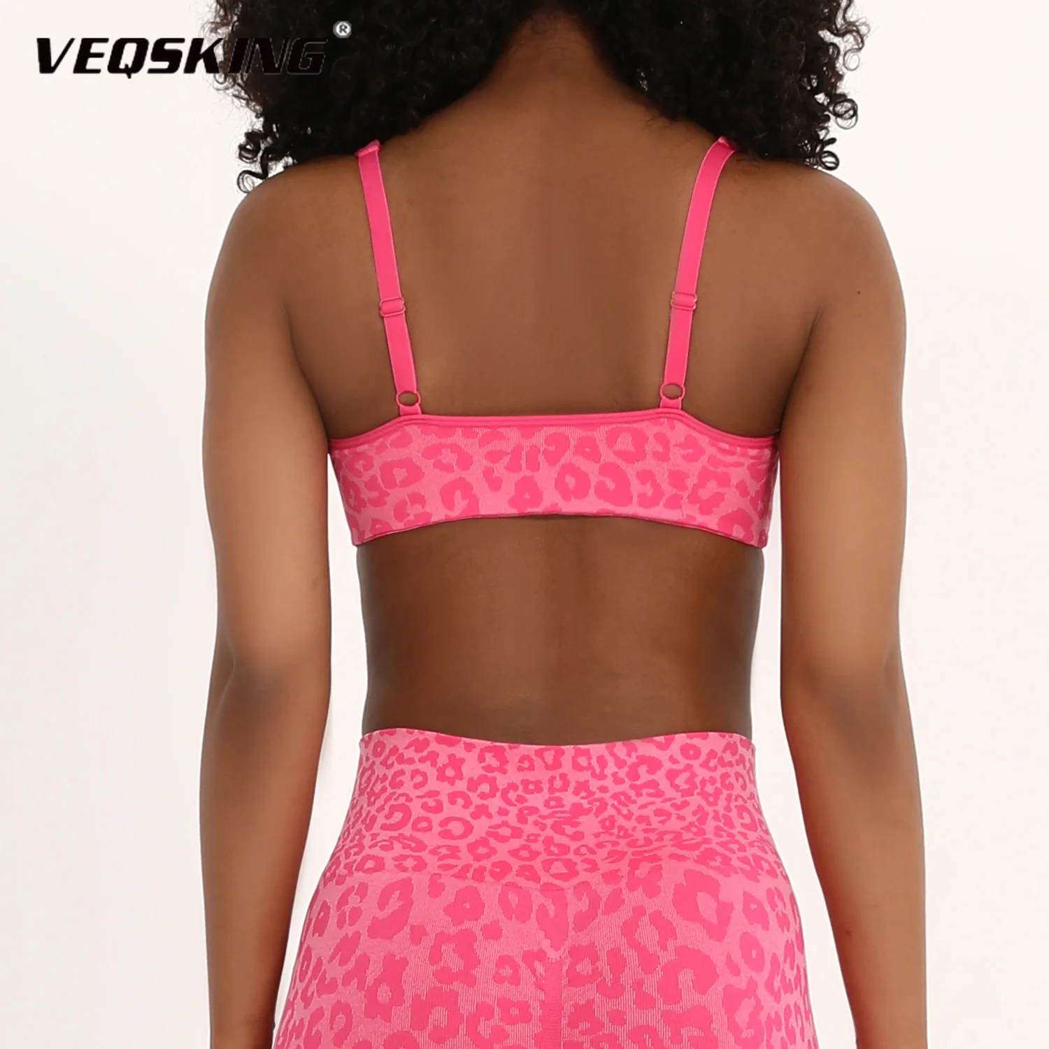 

VEQSKING New Women's Leopard Print Yoga Suit, Bow Strap Sports Fitness Swimming Quick Drying Breathable Yoga Bra