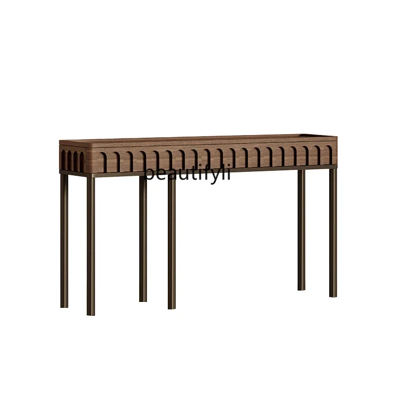 

Nordic retro art entrance table Entry foyer cabinet Solid wood extremely narrow table High-end entrance table