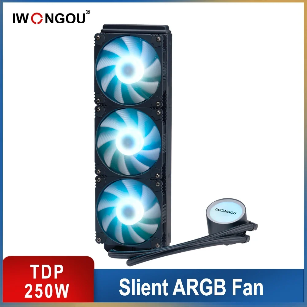 IWONGOU-enfriador de agua para Cpu, refrigeración líquida de 240mm, 4 pines, Pwm, Rgb, disipador de calor de Cpu, ventilador de 120mm, radiador de refrigeración por agua para PC