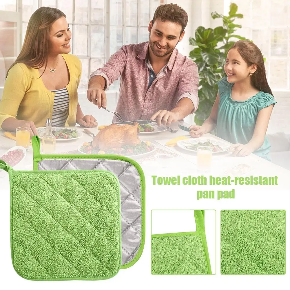 

2pcs 2 in 1 Pot Holders Oven Mitts Cotton Mat Cooking Coaster Baking Tool Kitchen Gloves Potholders Accessories BBQ Microwa S2W5