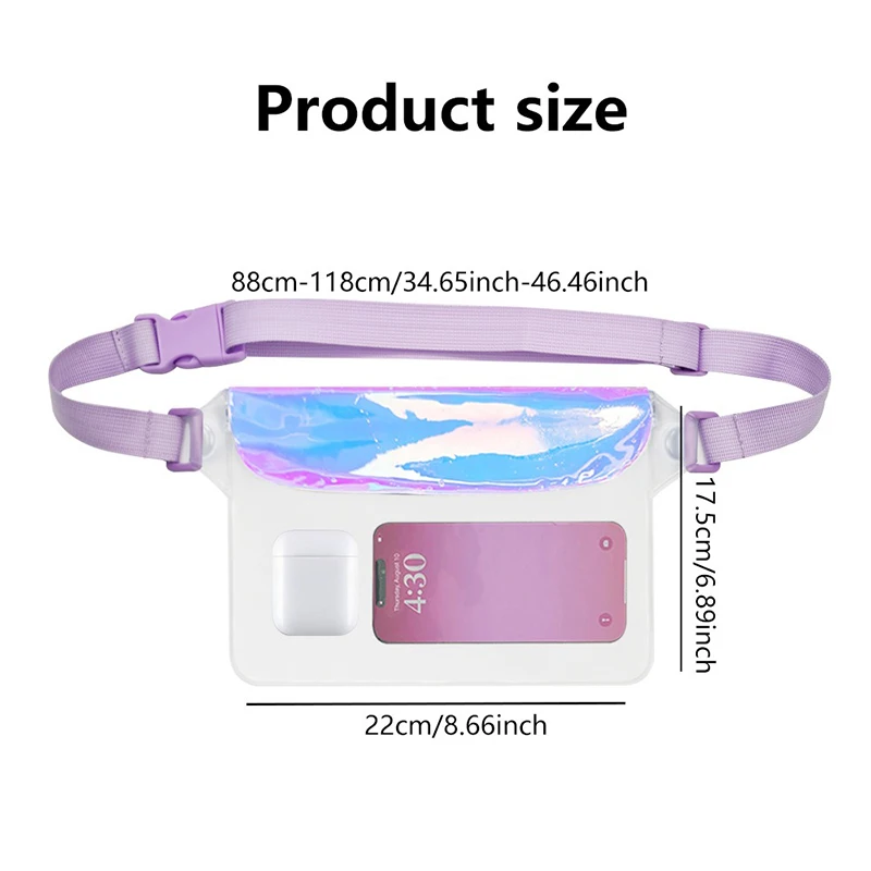 IPX8 방수 폰 파우치 야외 투명 터치 가능한 허리 가방 크로스바디 가방 수영 다이빙 스노클링 해변 드리프팅용