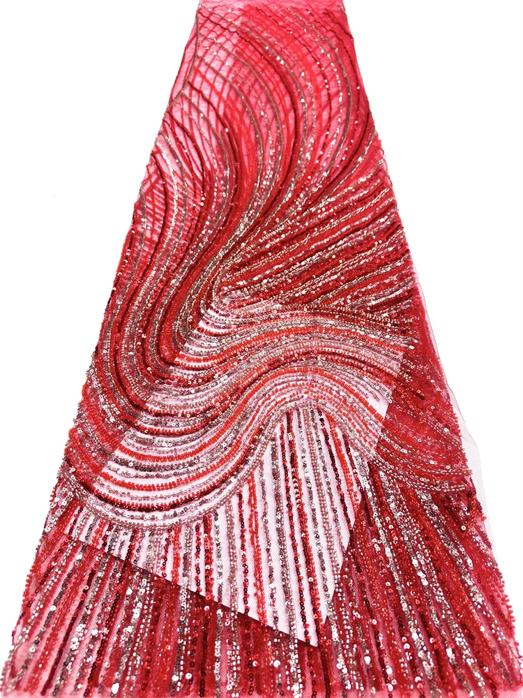 

Французское кружево из тюля с бисером, африканское кружево, высококачественная нигерийская вышитая кружевная ткань 2026 года для свадебного шитья