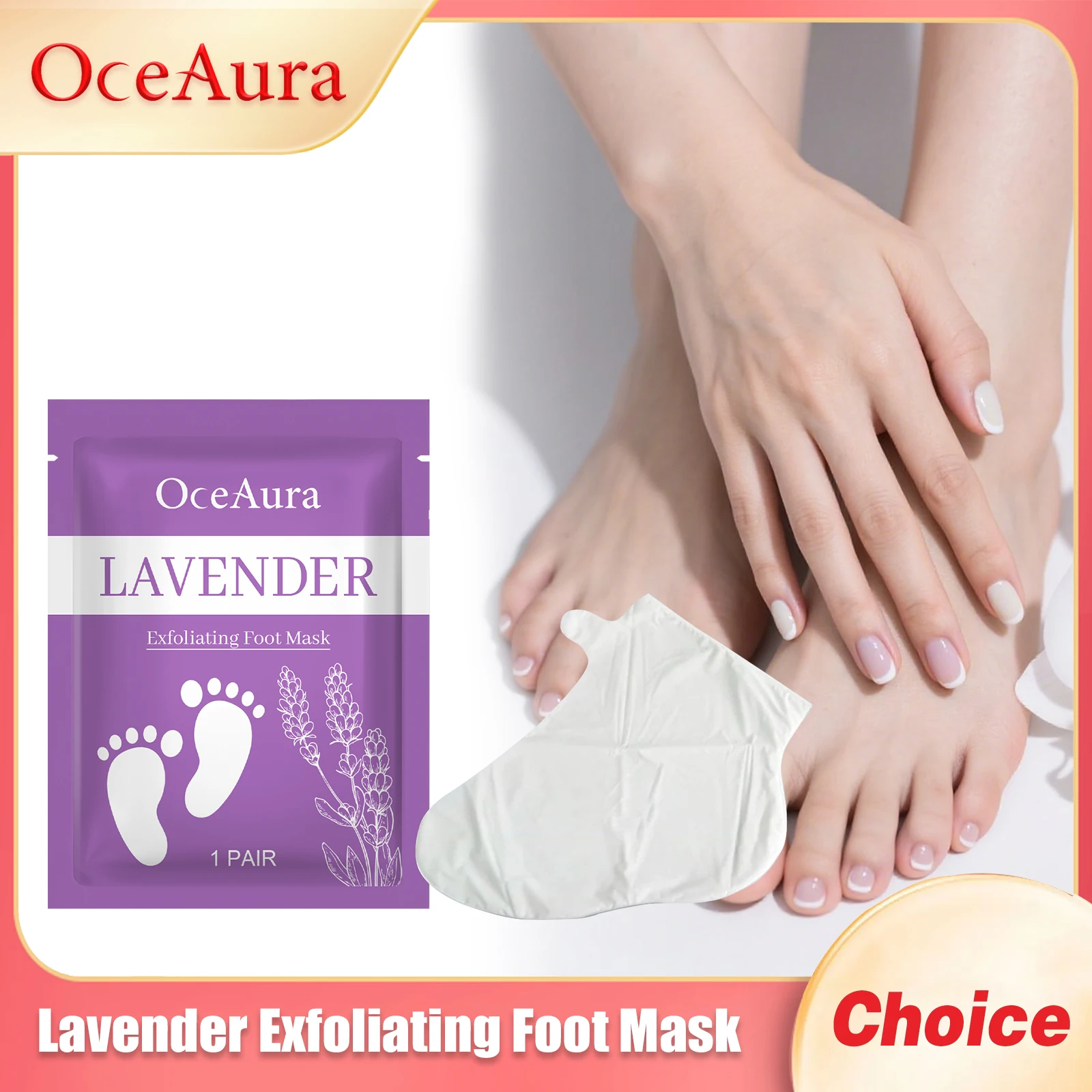 OCEAURA Lavender Foot Exfoliation Mask Moisturize Epidermis Relieve Dryness Improving Roughness Remove Dead Skin Foot Care Mask