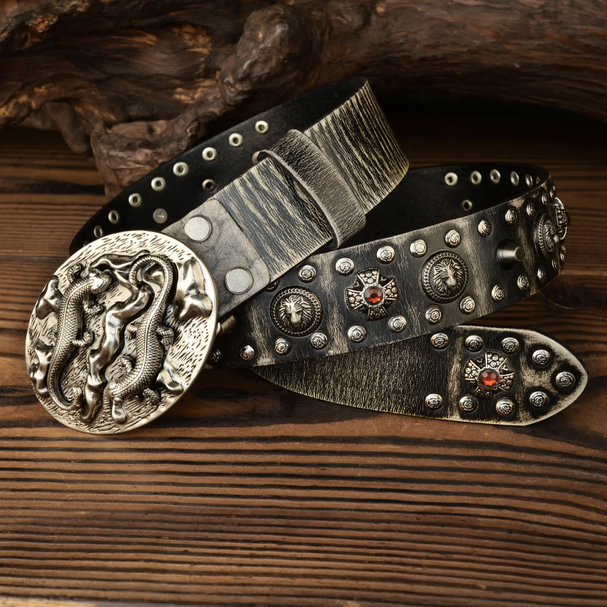 Cow Genuine Leather Metal Rivet Belt Luxury Designers Men Rivet Punk Belt Smooth Buckle Male Women Rock Hip Hop Strap Waist