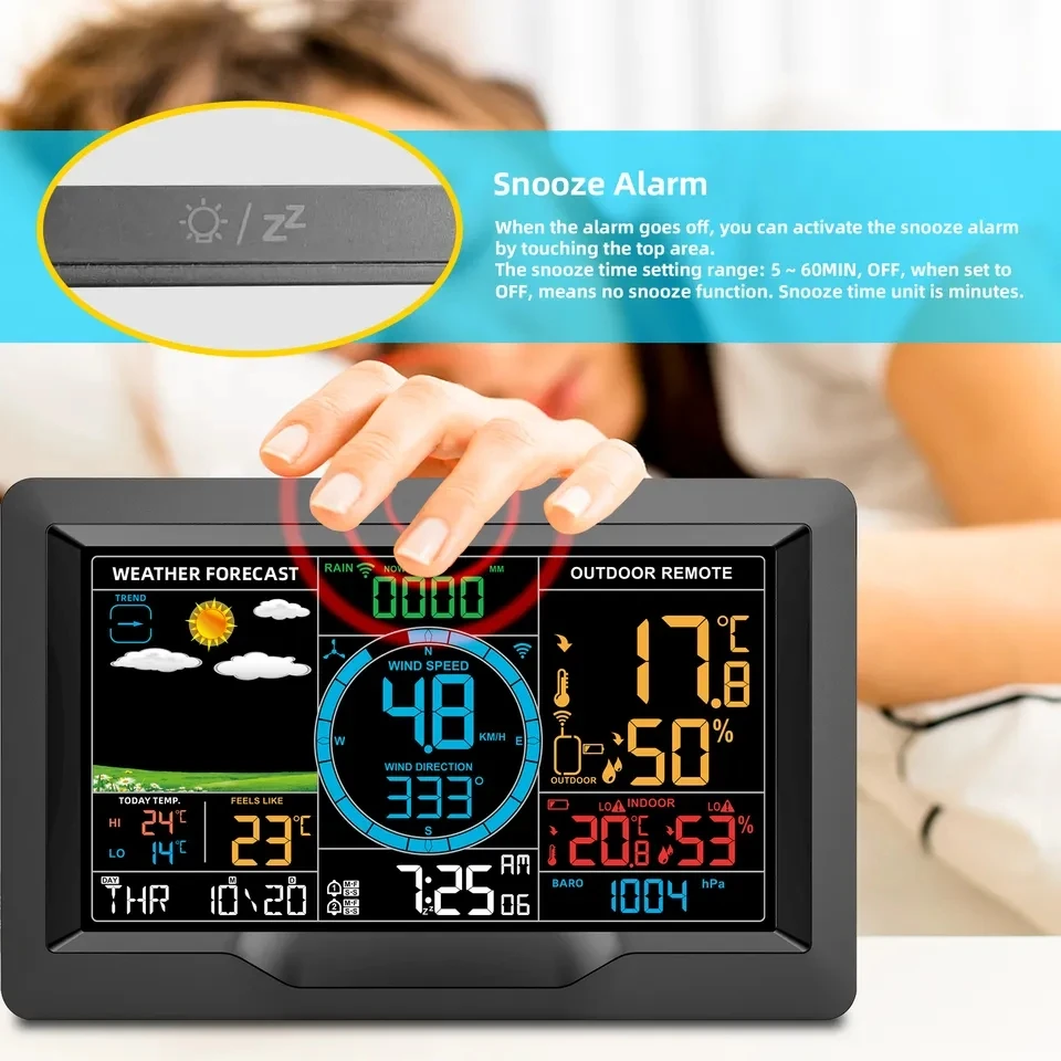 Profissional sem fio Weather Forecast Sensor, Estação meteorológica, LCD colorido, velocidade do vento e direção