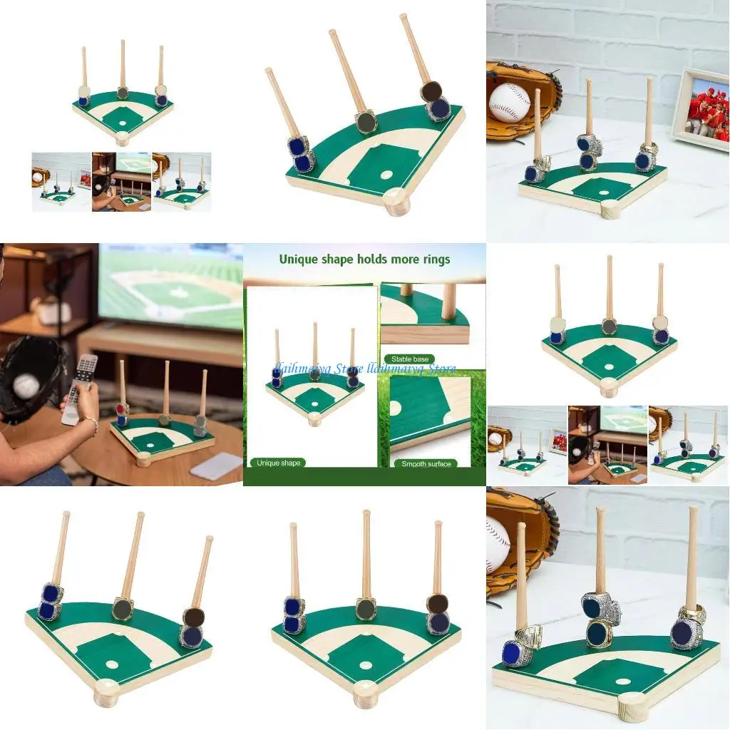 

573B Portable Baseball Ring Display Rack Stylish Baseball Rings Stand Organizers For Showcasing Cherished Rings