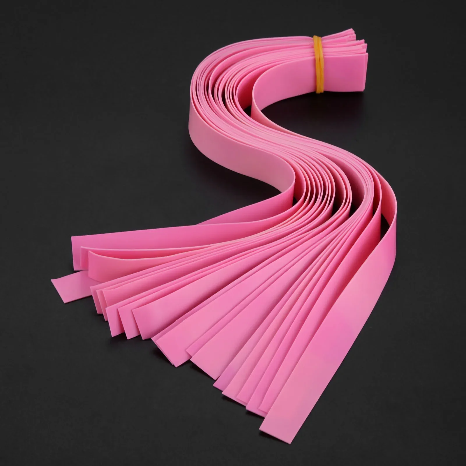 20pcs 0.55mm Thick Natural Latex Slingshots Flat Rubber Bands Strong Elastic Rubber Band Hunting Catapult 20mm/12mm Width Pink