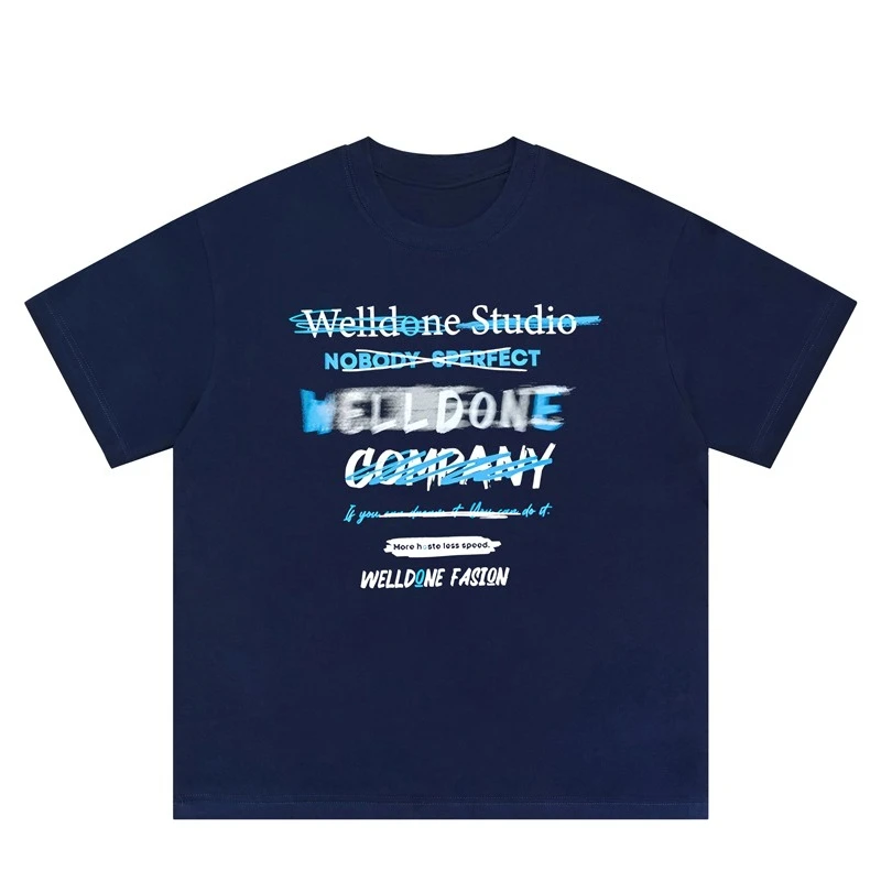 WE--11NE CDG المتخصصة العصرية العلامة التجارية الكتابة على الجدران رسائل ويلدون مطبوعة فضفاضة القطن الخالص قصيرة الأكمام تي شيرت للرجال والنساء