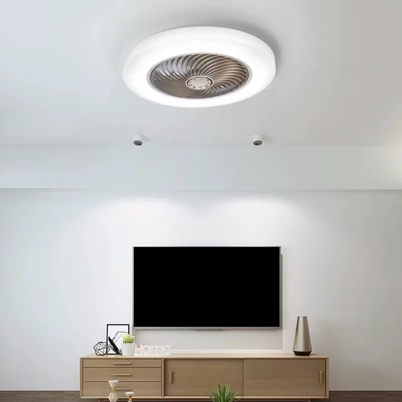 Smart remote control color ceiling fan lamp invisible blade retractable silent [Multiple offers]