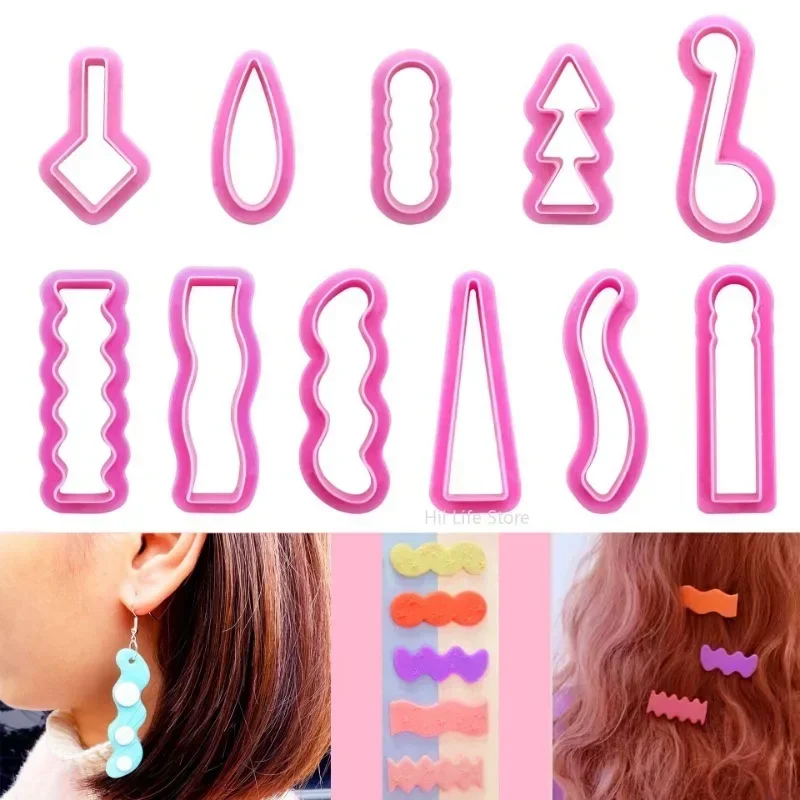 11pcs/set Long Earrings Polymer Clay Cutter Musical Note Wave Shape Clay Mold DIY Pendant Hairpin Bookmark Pottery Tools