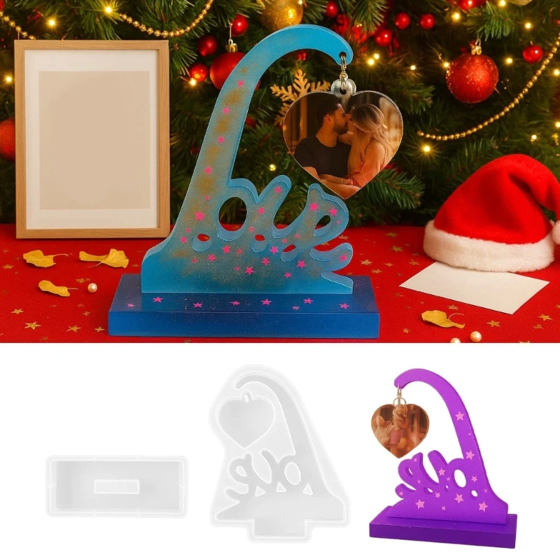 Tear Resistant Silicones Heart Mold Crafting Epoxy Resins Floral Craft Photo Frame C7AC