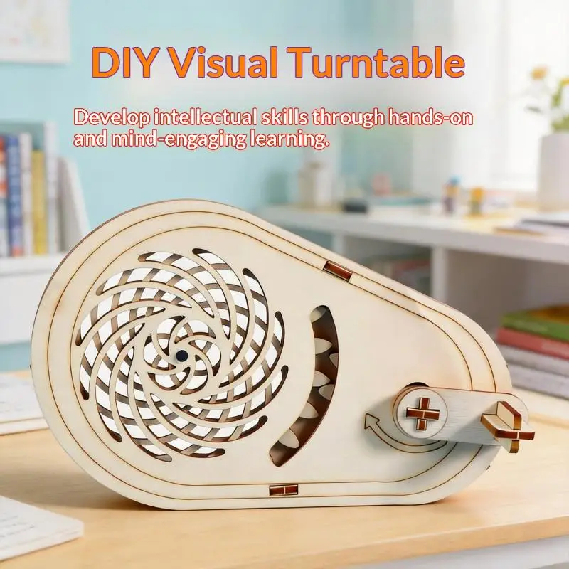 DIY Wooden Spinner Kit for STEM Education Engaging Science Experiment Toy with Optical Illusion Feature