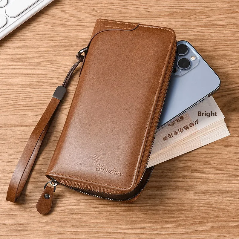 حقيبة يد رجالية طويلة جديدة محفظة ريترو بطاقة القلفة كليب حقيبة يد محفظة الطالب حقيبة انتزاع العصرية #4