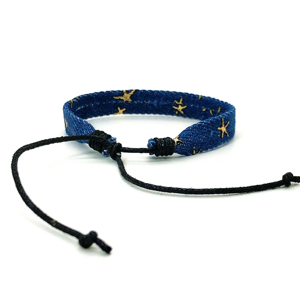 Braccialetto Vintage fatto a mano stella Punk blu Denim uomo per le donne braccialetti e braccialetti di amicizia etnica gotica regalo di gioielli