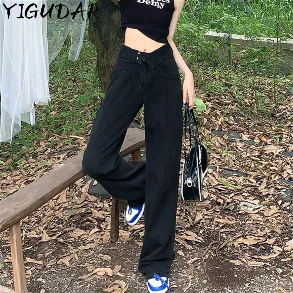 

Vintage Women jeans Wide Leg Jeans Harajuku Baggy Denim Trousers Oversized Grunge Streetwear Y2k Autumn Pants women Korean