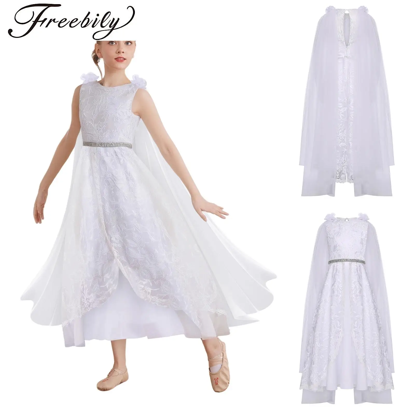 

Элегантное платье с цветочным узором для девочек, кружевное платье без рукавов с вышивкой и высокой талией, накидка принцессы, тюлевое платье с поясом из стразов, вечеринка по случаю дня рождения