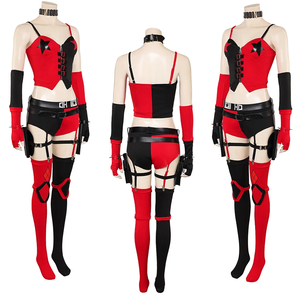 لعبة Legion of Dark Cosplay Quinzel ملابس علوية للحفلات أزياء لعب الأدوار للسيدات البالغات ملابس حفلات الهالوين كرنفال