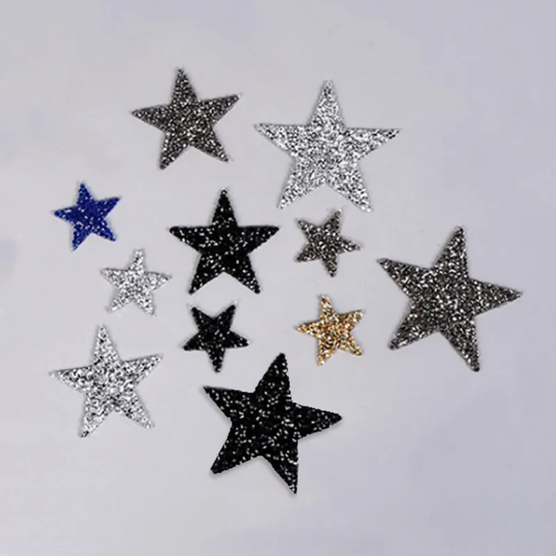 5pcs Iron on Patch 4/6/8cm Star Rhinestone Embroidered Patches for Clothing Thermoadhesive Stickers on Clothes Appliques Stripes