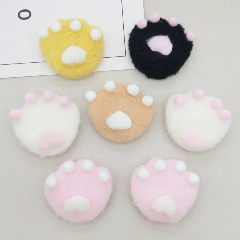 ミニマリストスタイルのぬいぐるみ猫の足クリップヘッドドレス作成用アクセサリー4個入り甘いふわふわバレッタ飾りぬいぐるみBBヘアピン用 1