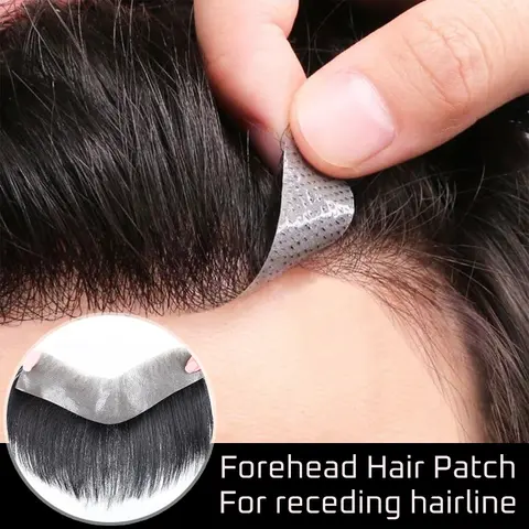 남성용 가발 헤어 패치, Toupee 앞머리, 헤어 익스텐션 헤어피스, 후퇴 헤어 라인, 탈모 남성 가발, 자연스러운 헤어 컬러, 손으로 묶음