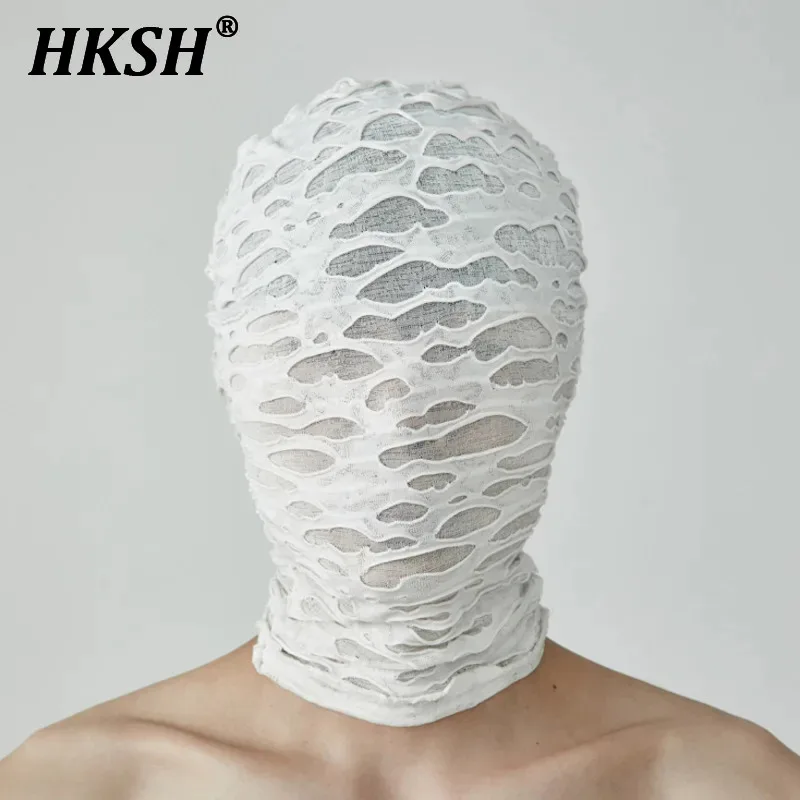 

HKSH Men's Tide Dark Making Pioneer Black White Versatile Head Cap Mask Punk Fashion Gothic Spring Autumn Winter New Hat HK0301